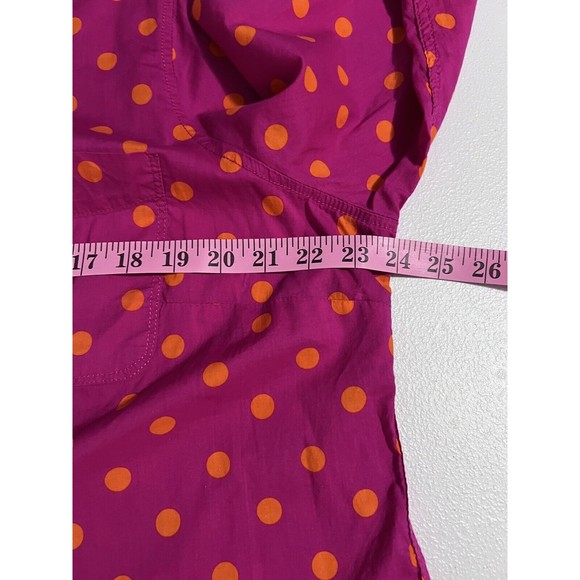 JC Penney Womens Pink & Orange Polka Dot Top w/ Floral Embroidery Button Down 1X - Picture 9 of 10